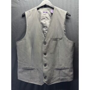 American Rag Suit Vest Mens Large Gray Slim Fit Four Button Formal Wedding